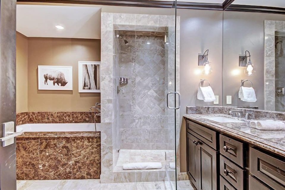 Get ready for your day in one of the bathrooms.