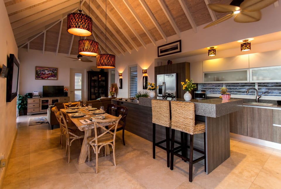 Dusk is the perfect time to relax at Sunset. Beautiful villa lighting in and out