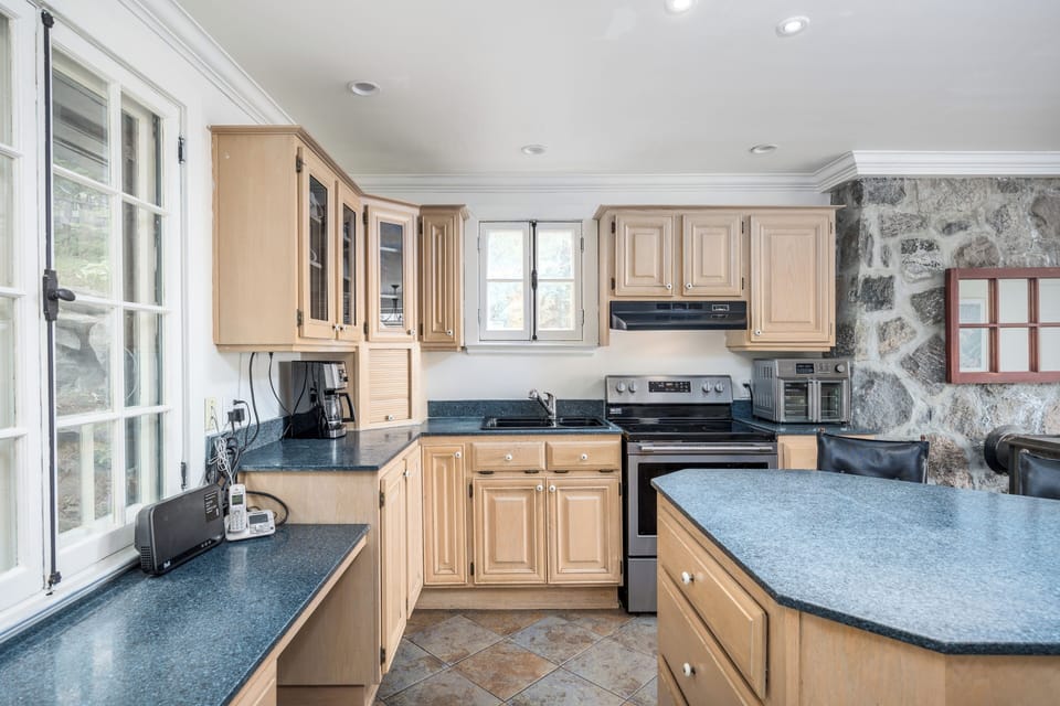 Kitchen - fully equipped - appliances and disposables; Wood Stove