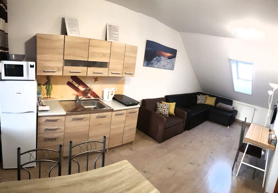 Comfort Apartment, 1 Bedroom | Private kitchen | Fridge, microwave, stovetop, coffee/tea maker
