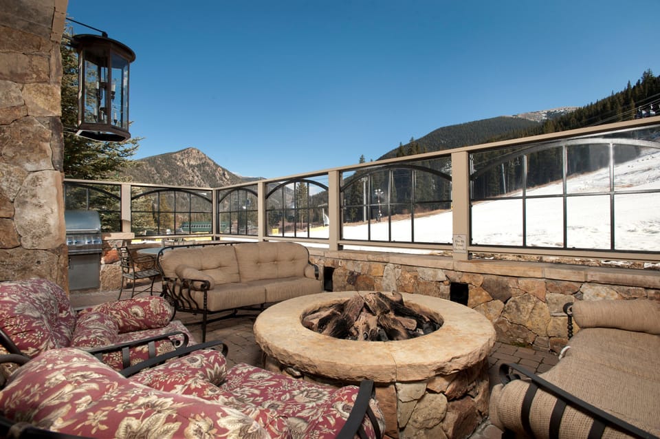 Relax by the fire pit after a day on the hill