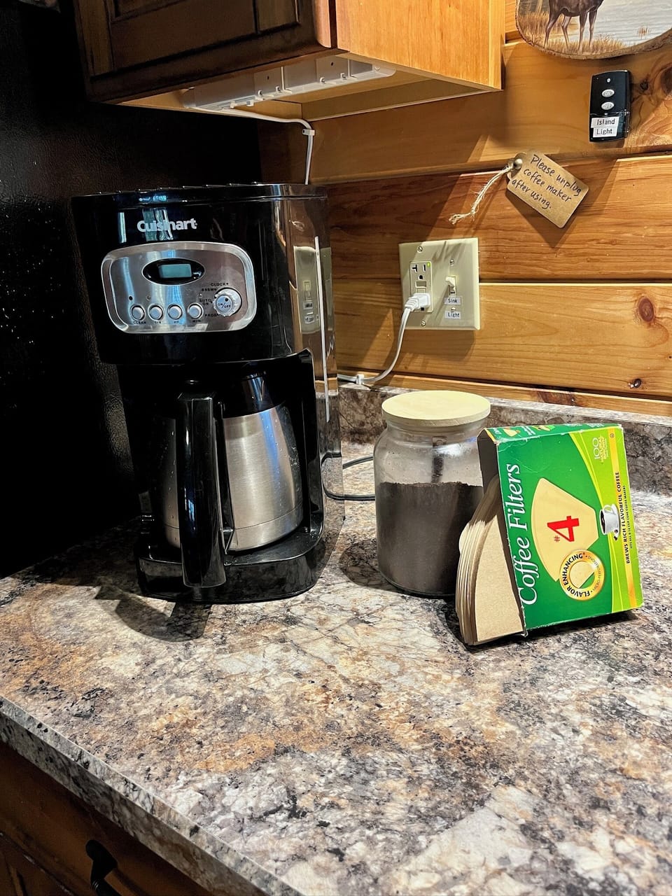 Cuisinart coffee maker, filters and coffee available
