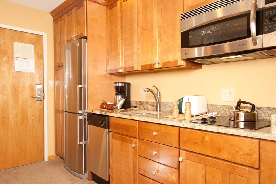 Cook simple meals in the kitchenette