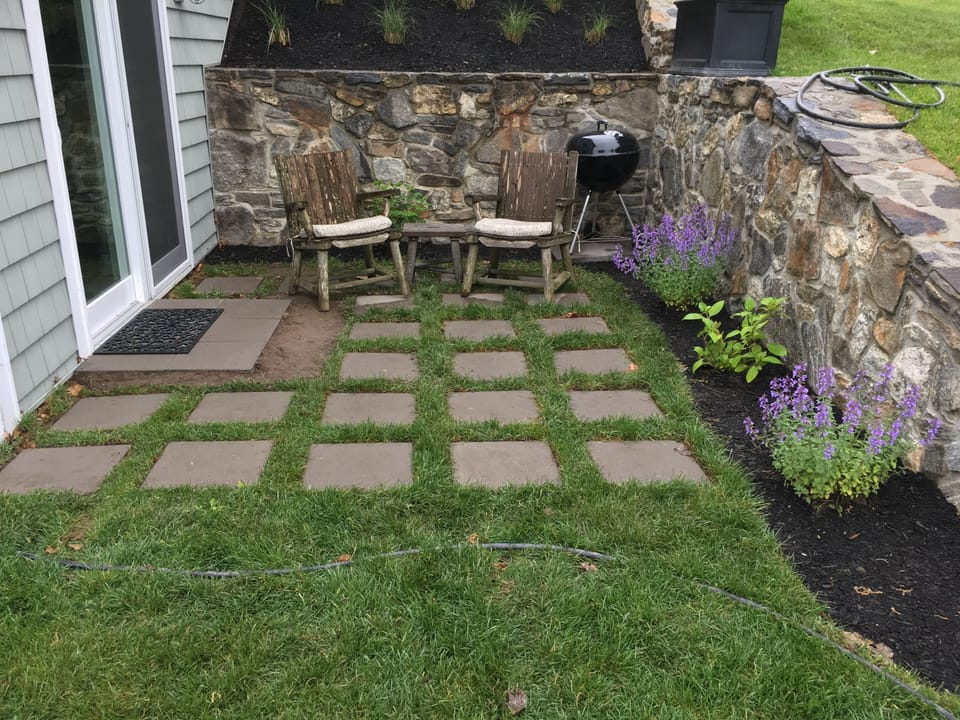 Patio with water views