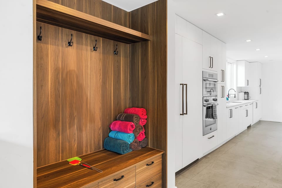 Mud room for shoes, coats and more.