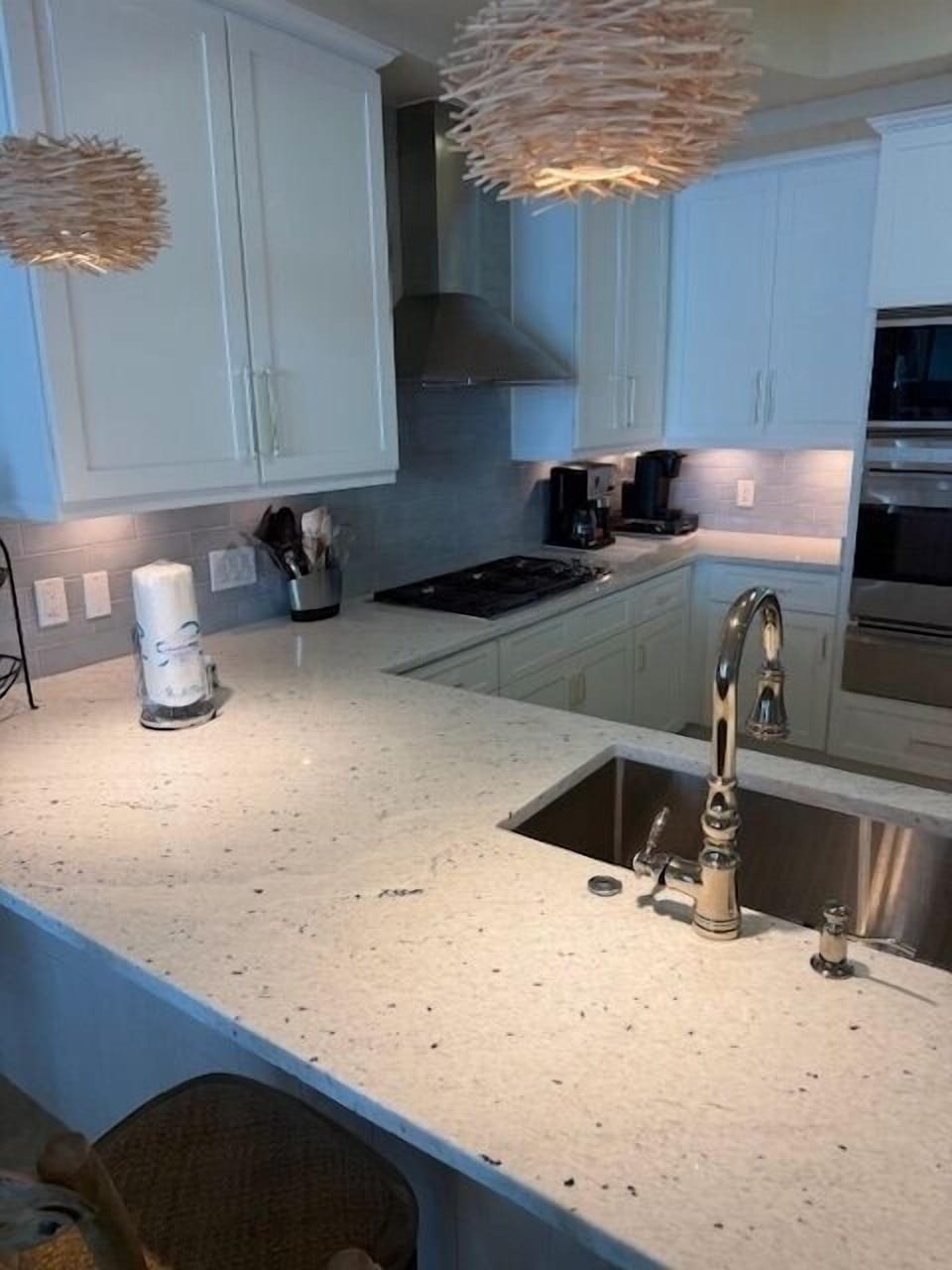 New sink, faucet, and kitchen cabinets