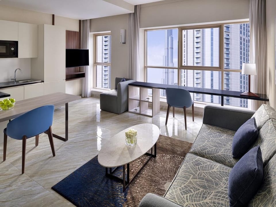 Apartment, 1 Bedroom (Burj Khalifa View) | Egyptian cotton sheets, premium bedding, down comforters, pillowtop beds