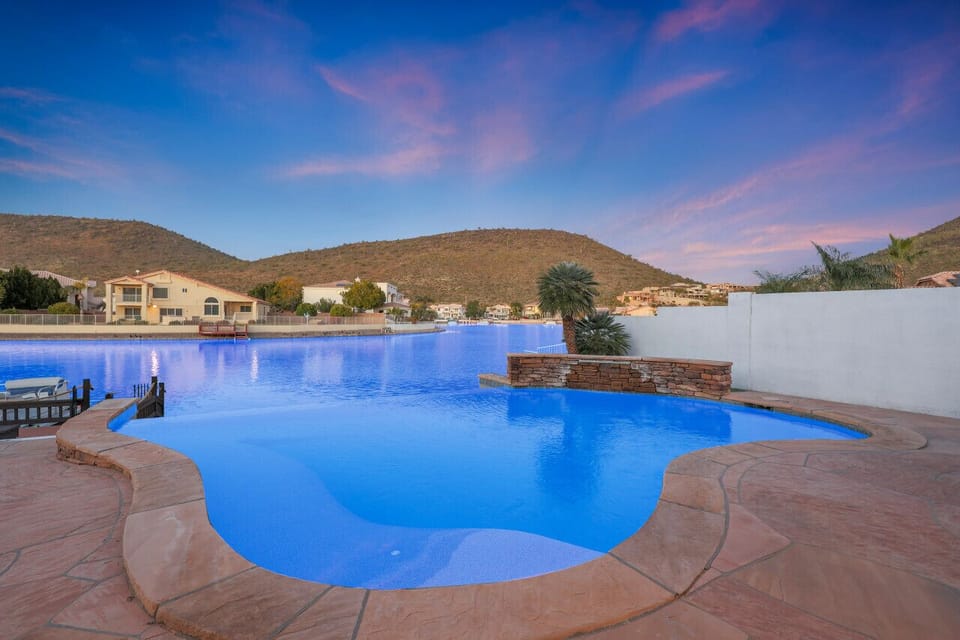 Negative Edge Heated Pool Facing Lake