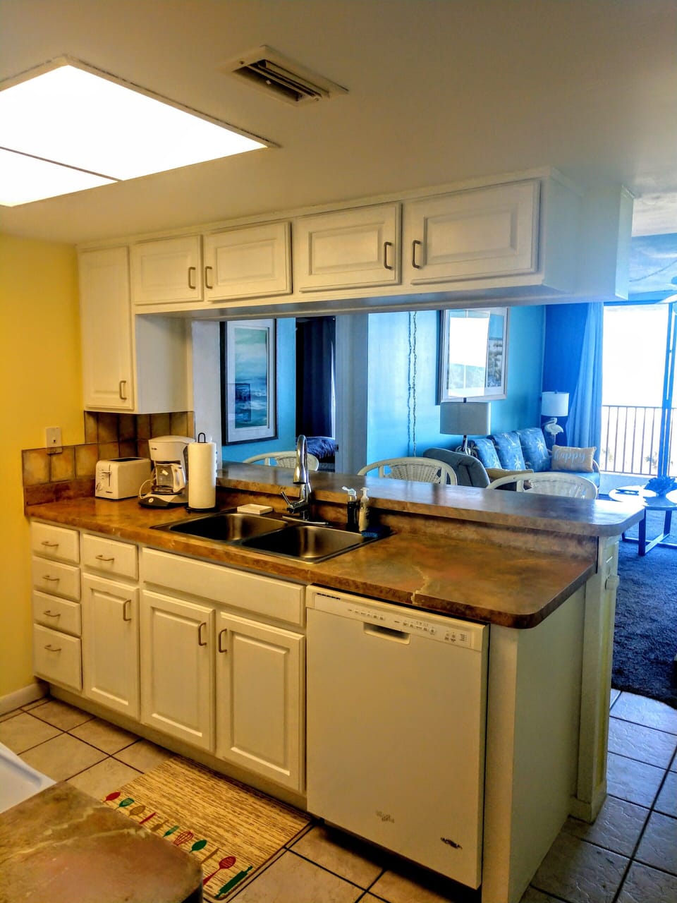 kitchen looking towards balcony