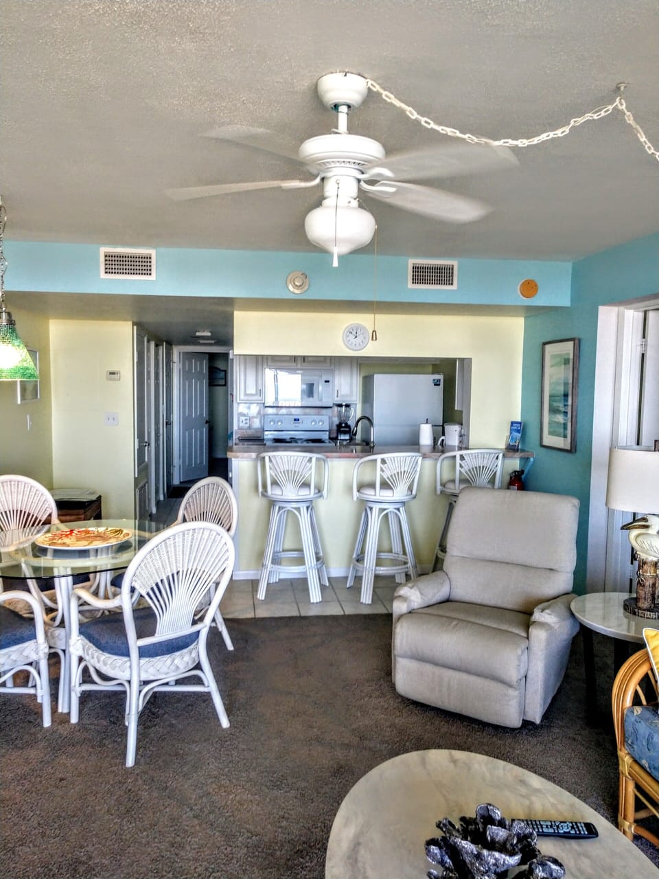 living room/dining room/kitchen from balcony