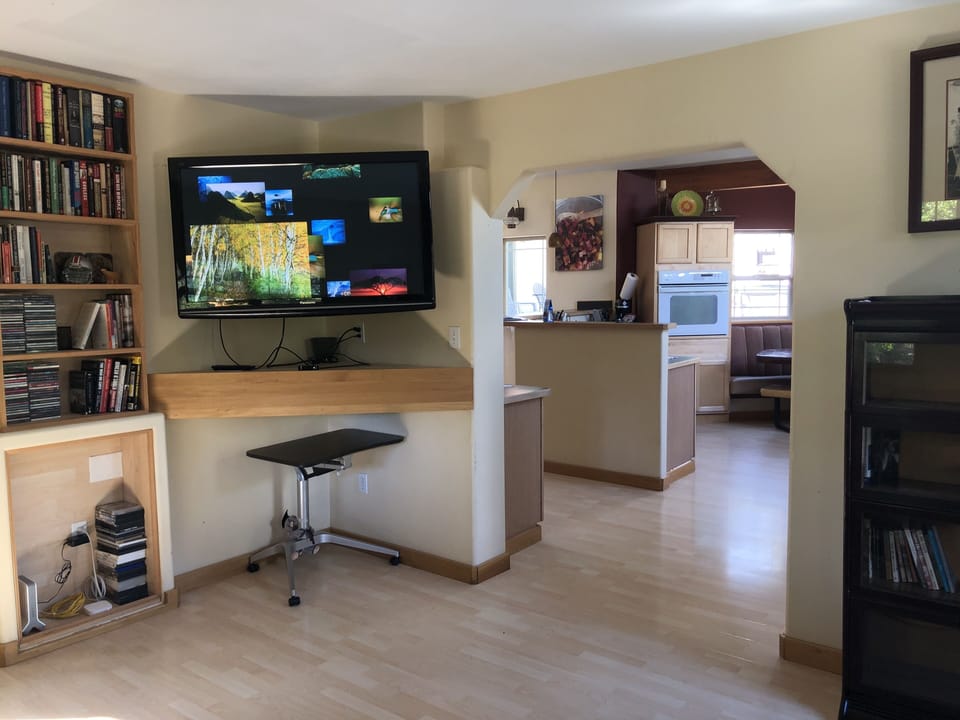TV room looking into kitchen area