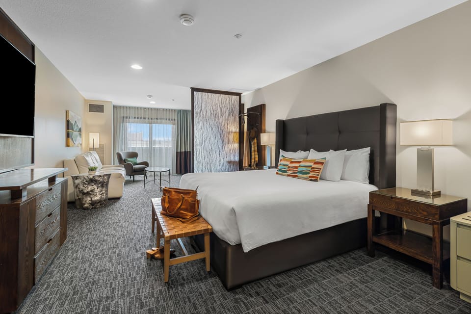 Deluxe King | Hypo-allergenic bedding, down comforters, in-room safe, desk