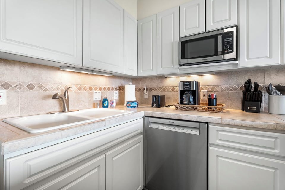 Kitchen with stainless steel appliances