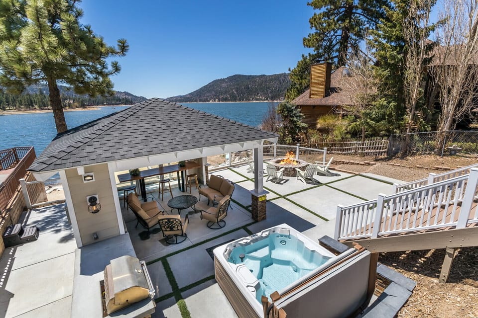 Heated gazebo,  firepit, Lion BBQ, warming drawer and fridge for outdoor dining 