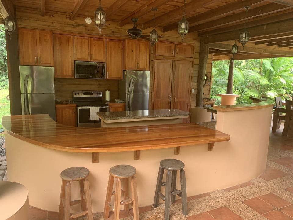 Open kitchen with setting counter