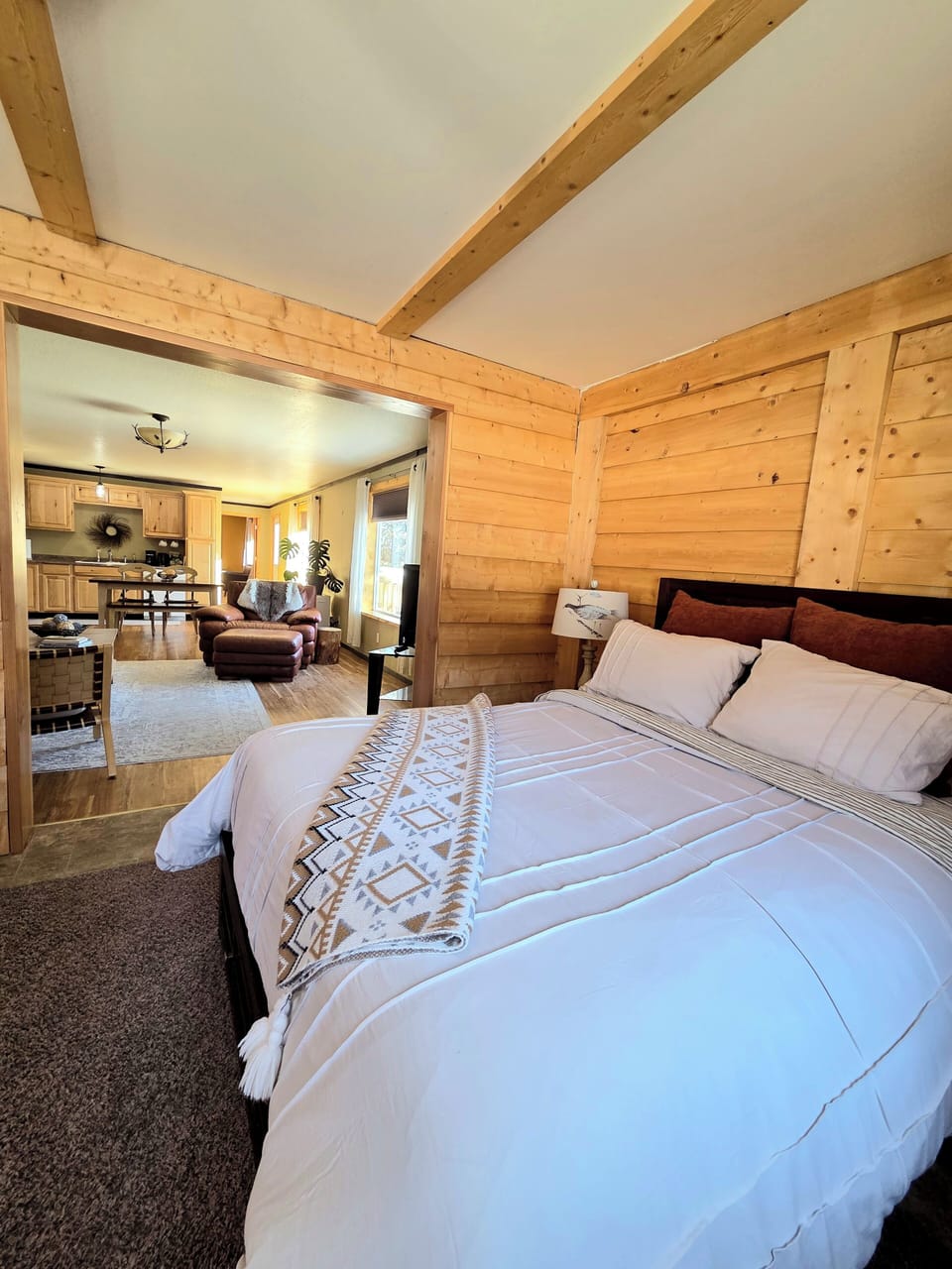An extra cozy double bed right off the living room, for extra guests!