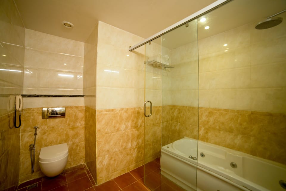 Shower, slippers, towels
