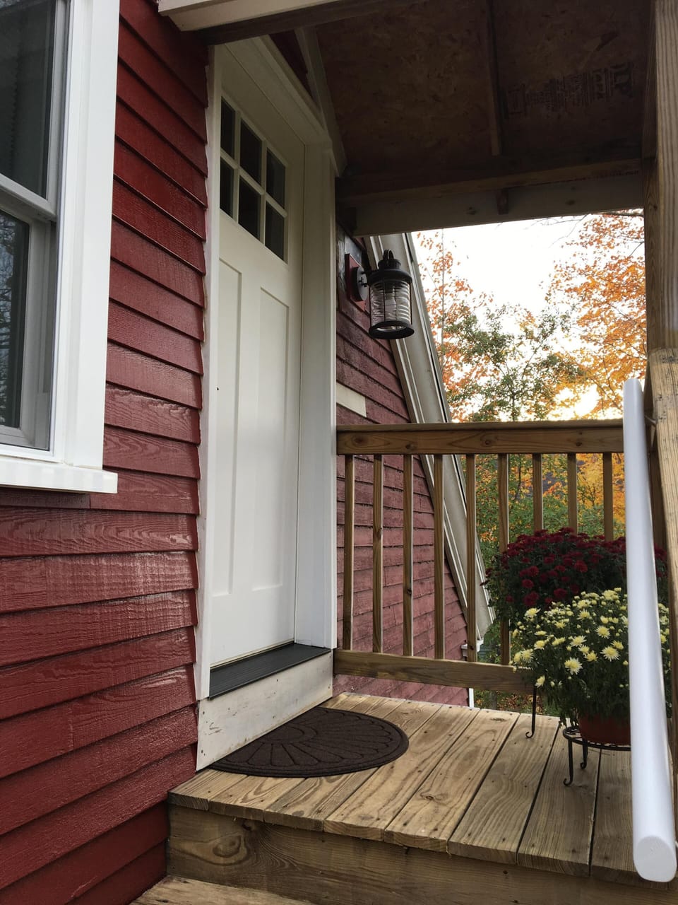 The stairs are wide and have a railing up to The Nest located on the 2nd floor.