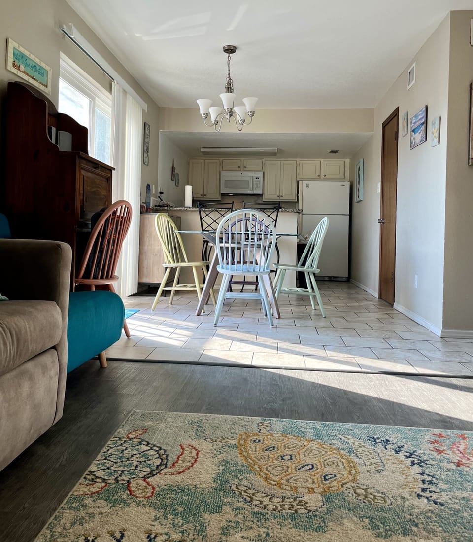 Living room and dining room