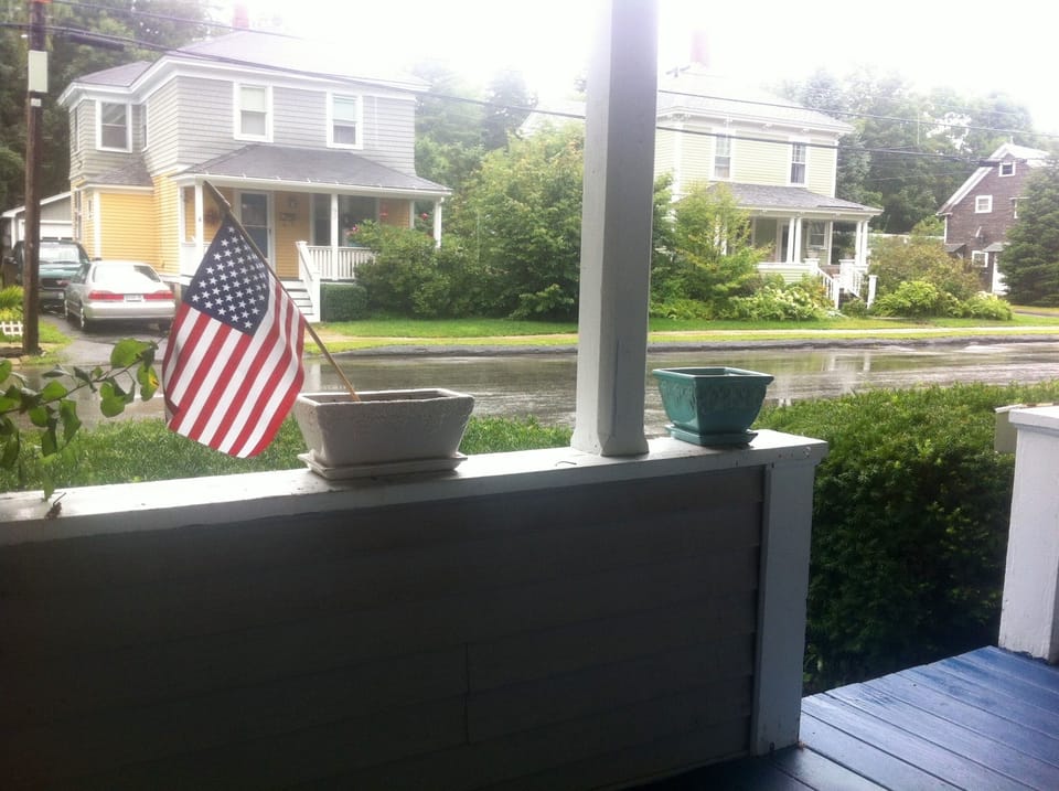 View from the front porch on a rainy day.