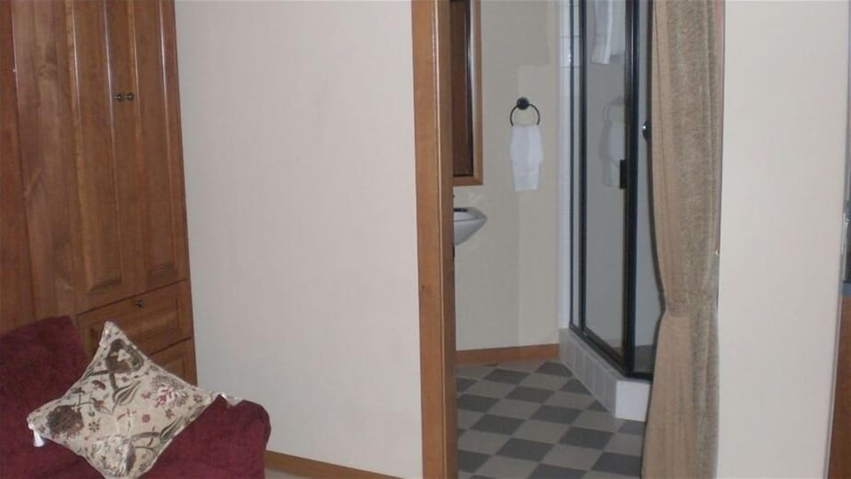 Full bathroom next to Murphy bed
