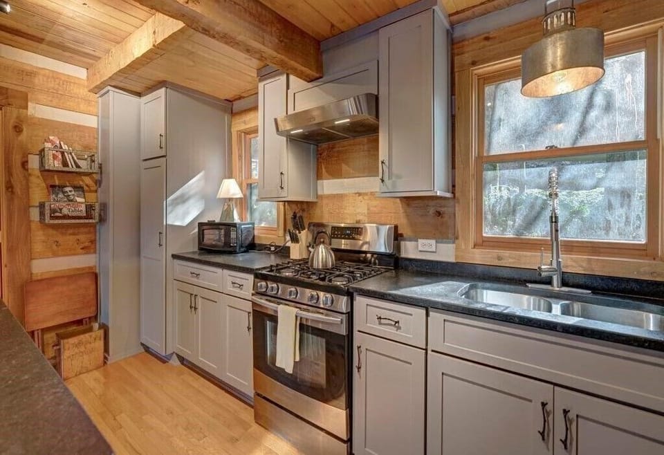 newly renovated kitchen stocked with all the essentials