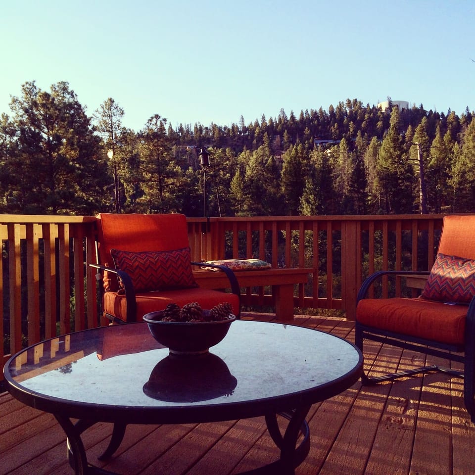 Sunrise on back deck perfect for morning coffee.
