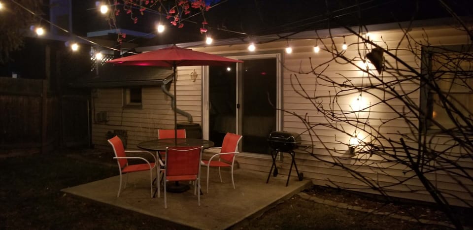 Lighted outside patio for BBQ's 
