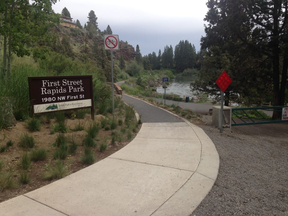 First Street Rapids, a short walk down the street to walk or kayak