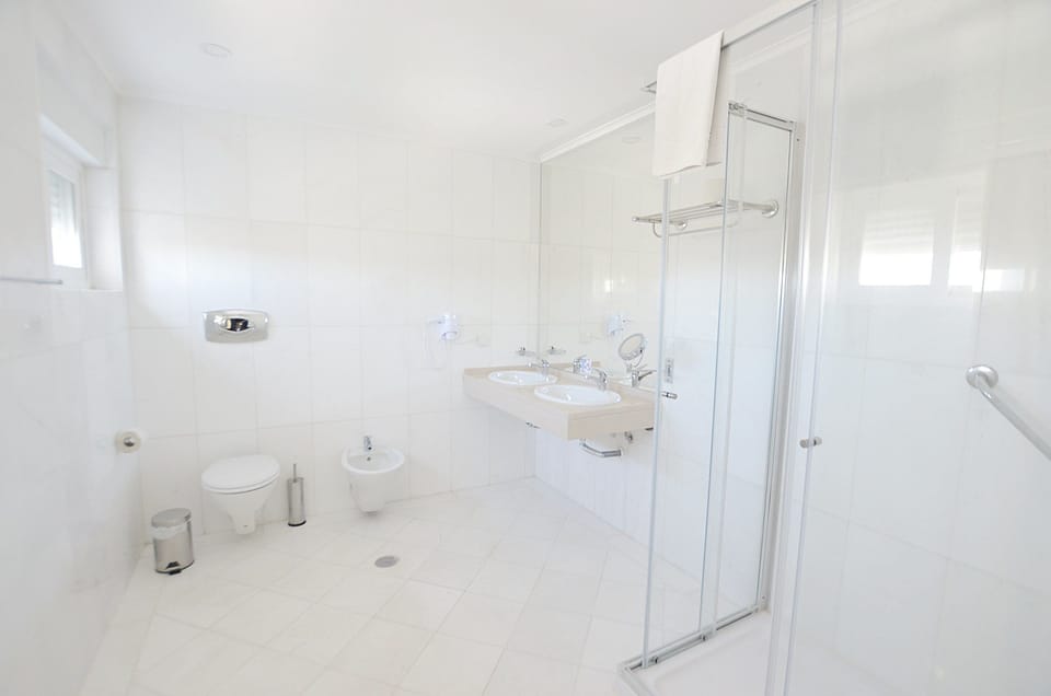 Shower, free toiletries, hair dryer, bidet