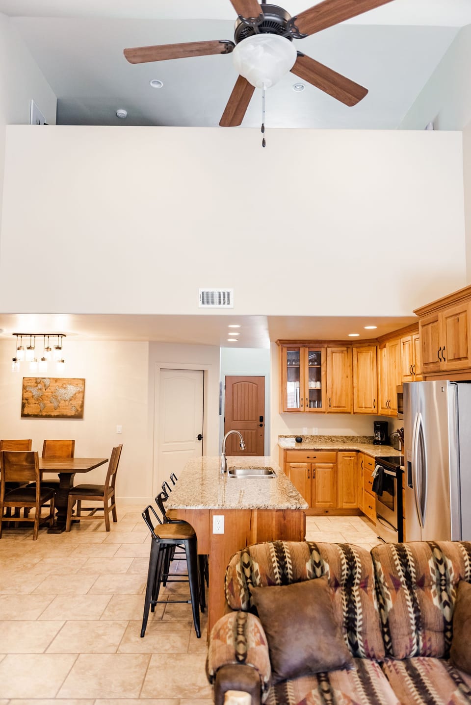 View from Livingroom of Kitchen, Dining and Loft