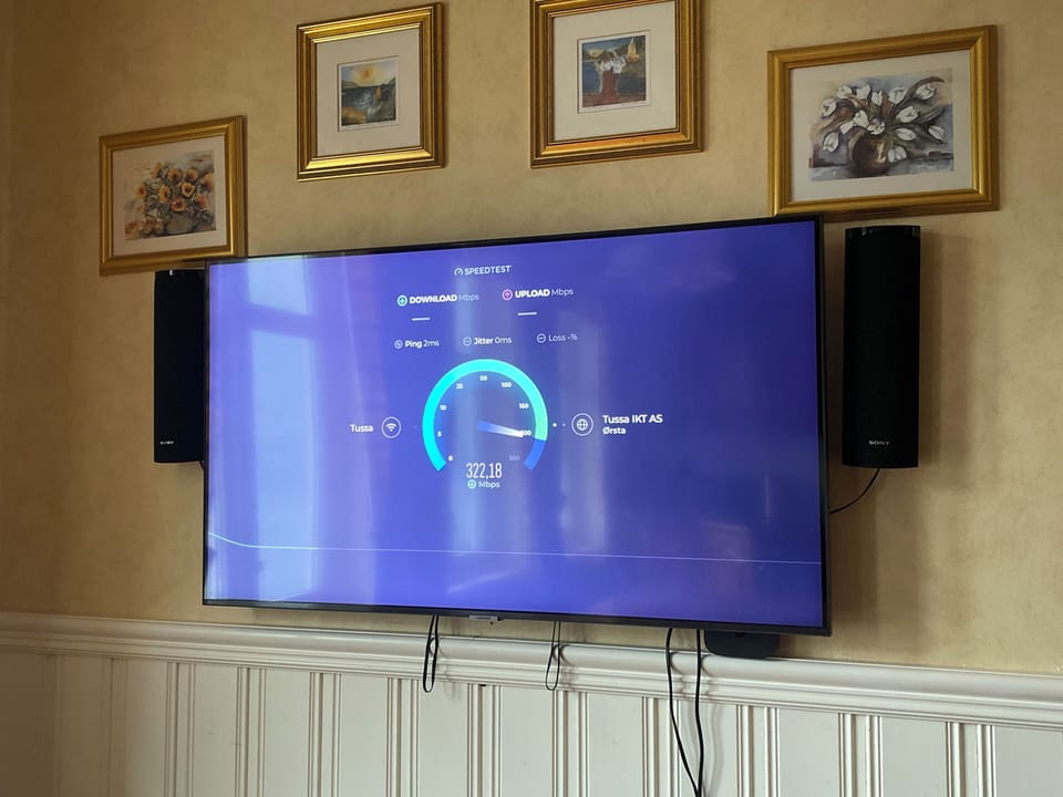 High speed internet with 320 Mbps upload and download. two WiFi networks