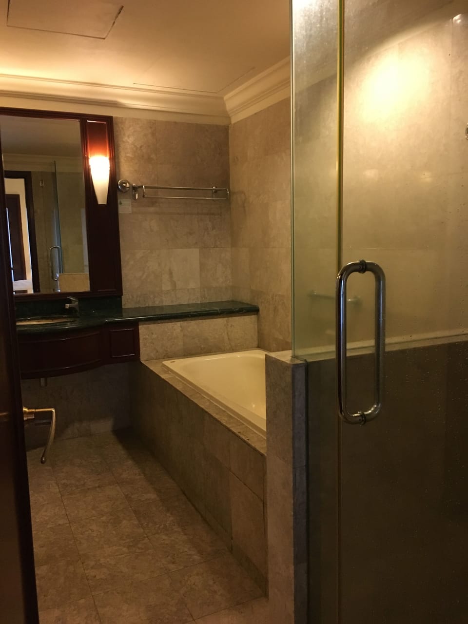 Studio | Bathroom | Separate tub and shower, deep soaking tub, rainfall showerhead