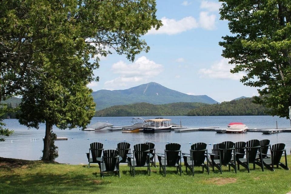 Beach, with view of Whiteface Mountain