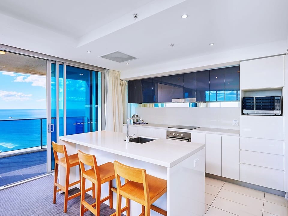Panoramic Apartment, 2 Bedrooms, 2 Bathrooms, Sea View | Private kitchen | Espresso maker, coffee/tea maker, full-size fridge, microwave