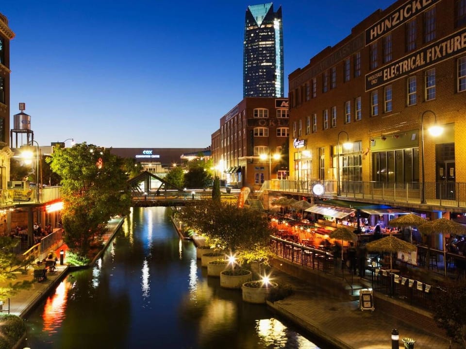 Bricktown: Lots of restaurants, bars, and clubs
