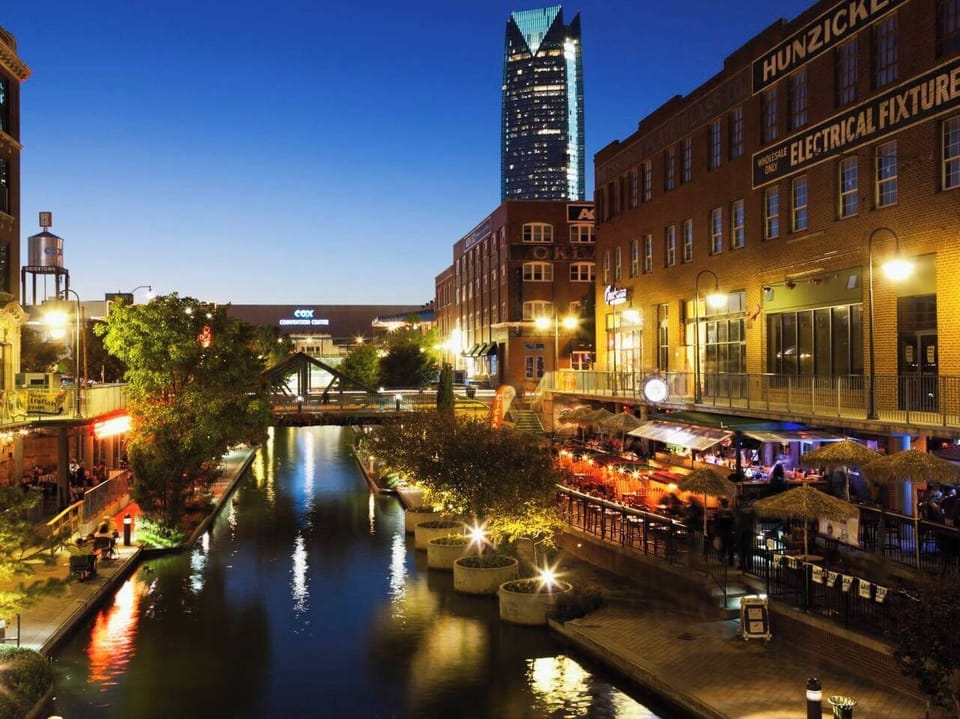 Bricktown: Lots of restaurants, bars, and clubs