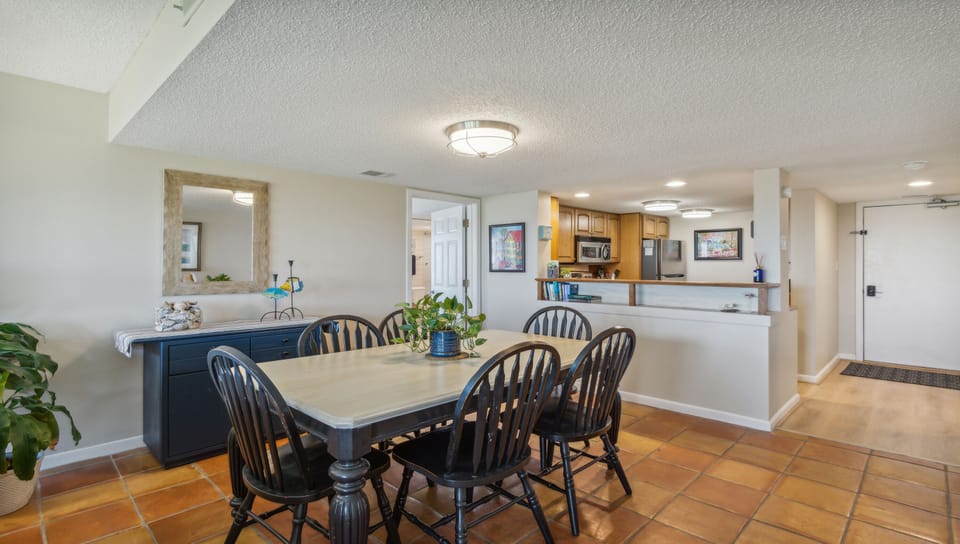 Dining table seats six 
