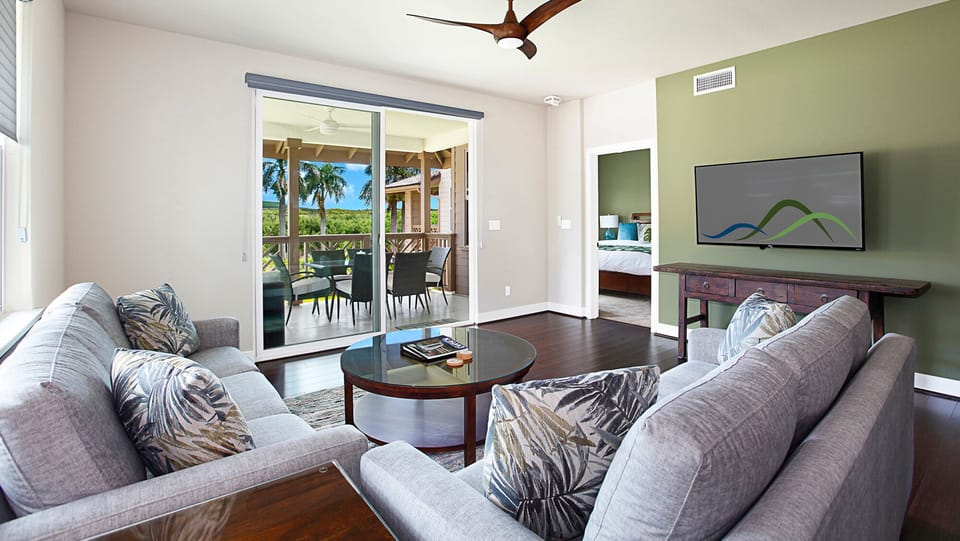 Pili Mai Resort at Poipu #02C - Living Room & Lanai Vview - Parrish Kauai