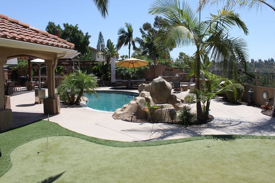 Backyard view from the putting green