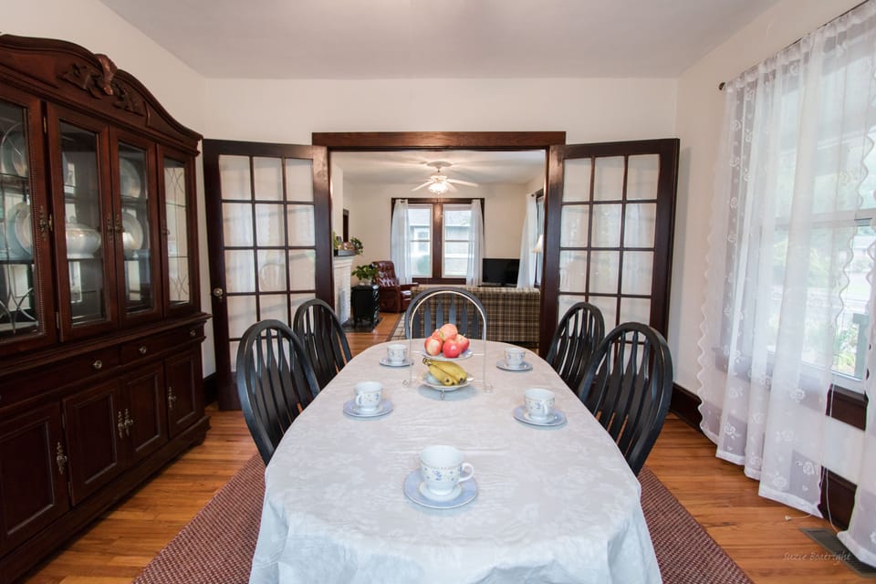 dining room off of kitchen, seats 6-8.  Also works as the perfect game table