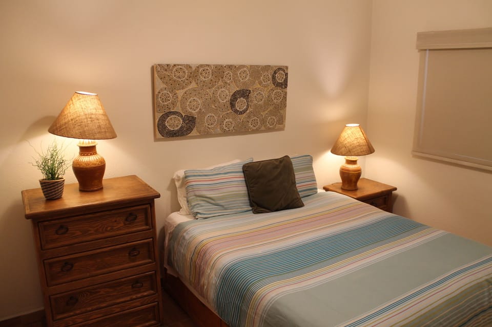 The 3rd bedroom has a queen size bedroom and closet.  There are also nightstands with reading lamps and black out blinds.