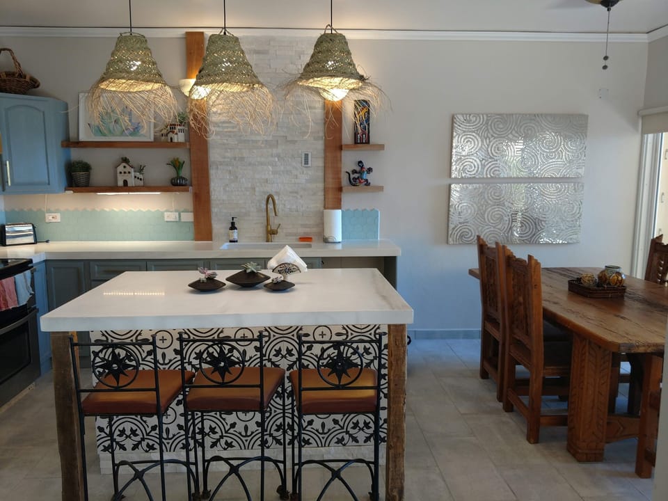 The kitchen was completely remodeled a few years ago and is fully equipped for most things you should need for your stay.  There is a microwave, refrigerator, gas stove, oven, cooking utensils, pots/pans, coffee maker, toaster...so you can cook at home!