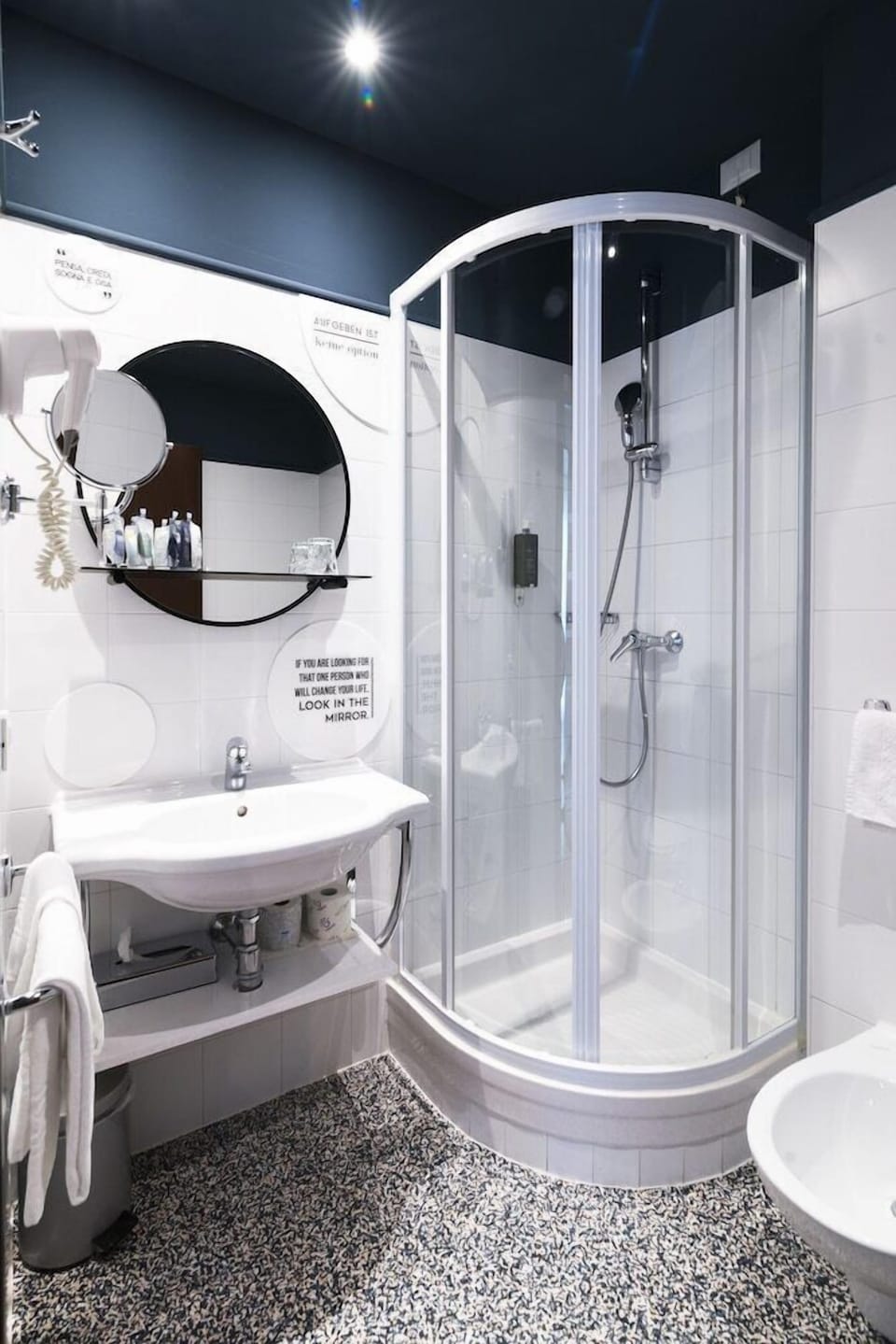 Shower, free toiletries, hair dryer, bathrobes