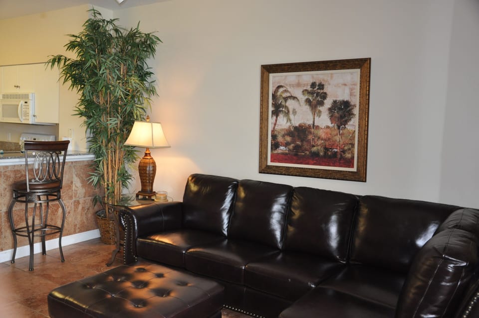 Another view of the Living Room with New Leather Sofa