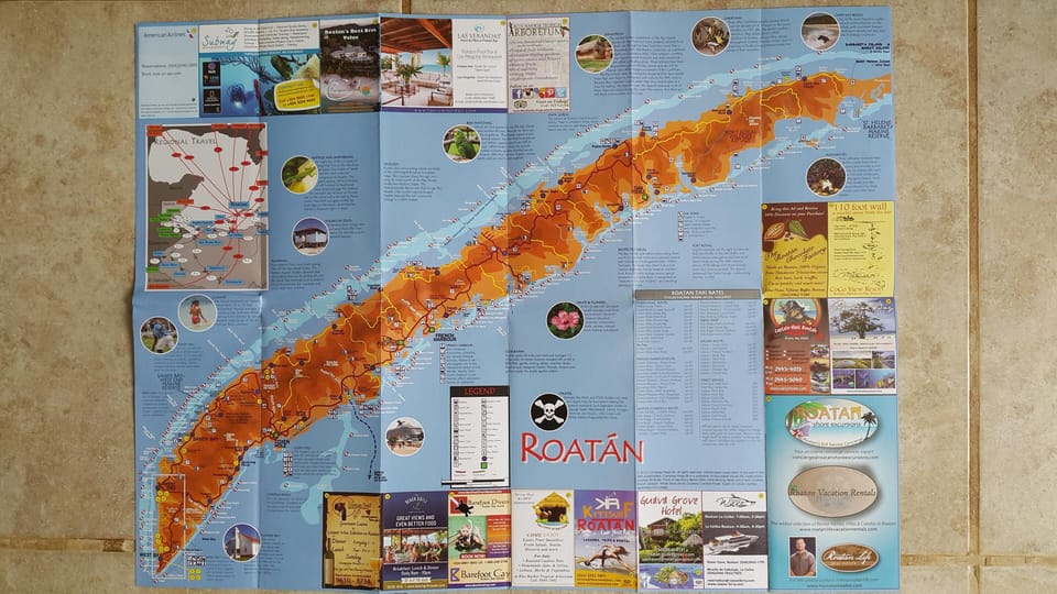Roatan tour map.