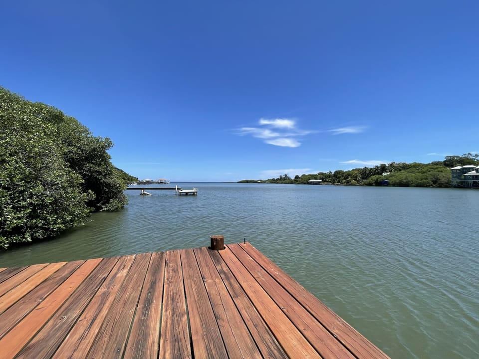 Sit on the bench, on  our private dock and enjoy a  coffee or drink 