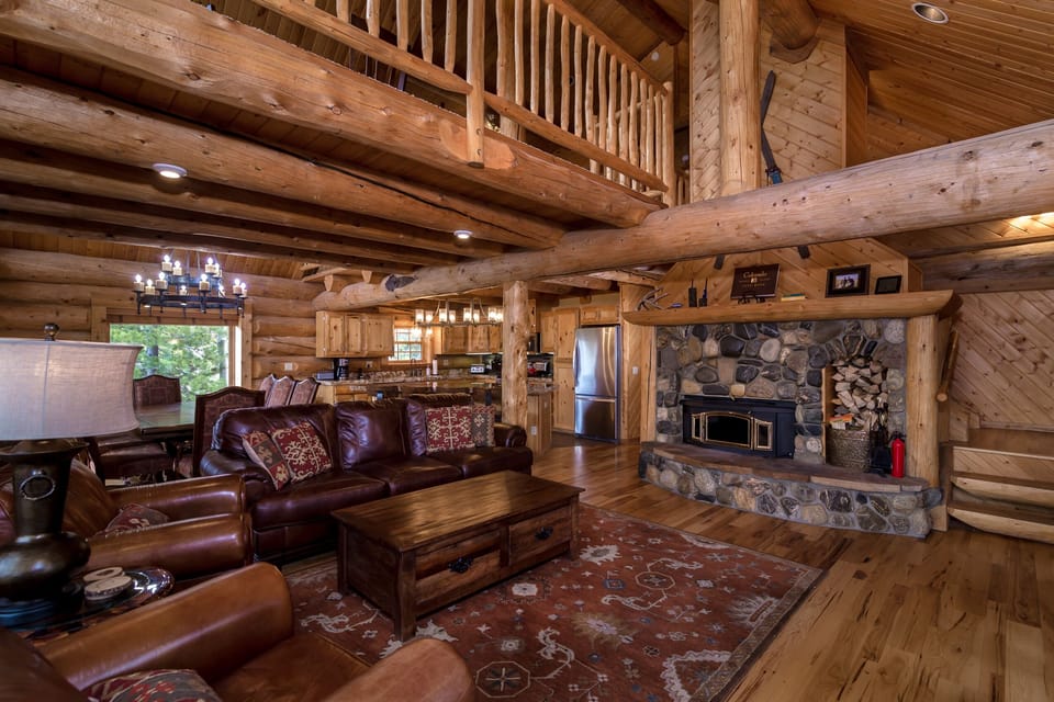 Stone wood burning fireplace on main floor.