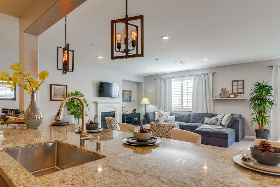 Open space between kitchen and living area