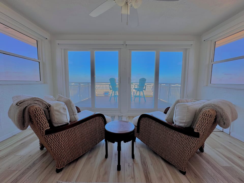 Perfect seating area to watch the east coast sunrise over the beach 